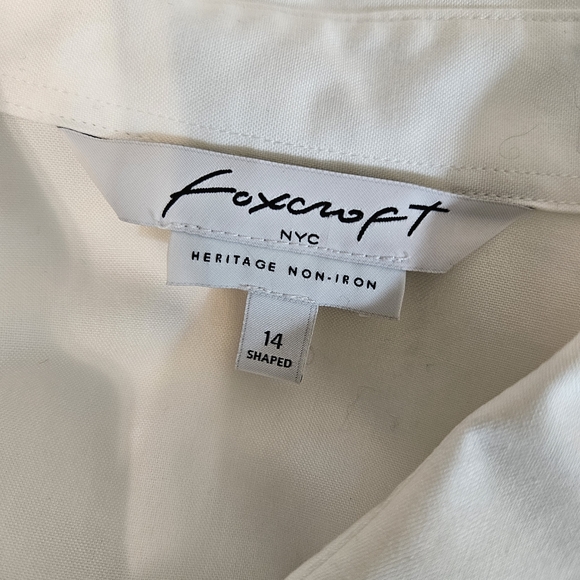 Foxcroft Top Womens Size 14 White Heritage Non-Iron Oxford Tunic Relaxed Shirt - Picture 12 of 15